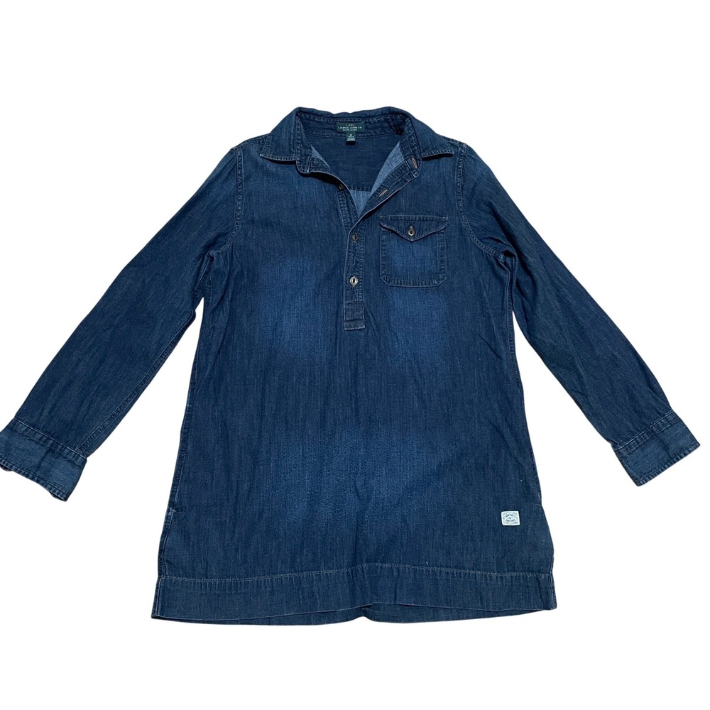 LRL Ralph Lauren Jeans Co Denim Dark wash Tunic Dress Shirt Long Sleeve Womens M